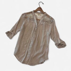 Women's Tan and Brown Blouse